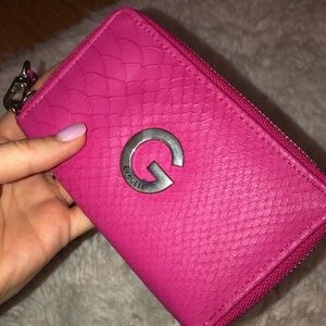 G by Guess Pink Faux Snake Wallet